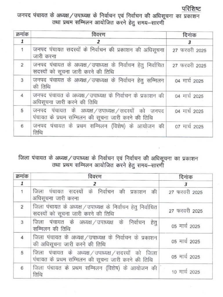 त्रिस्तरीय पंचायत चुनाव: 7 मार्च को जनपद और 10 मार्च को जिला पंचायत अध्यक्ष चुनाव