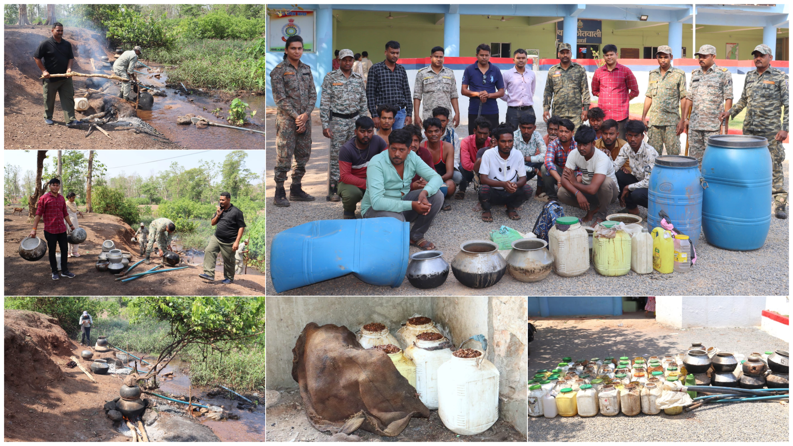 पुलिस की बड़ी कार्रवाई: 15 आरोपी गिरफ्तार, 300 लीटर कच्ची शराब और 1 टन से अधिक महुआ लाहन जब्त