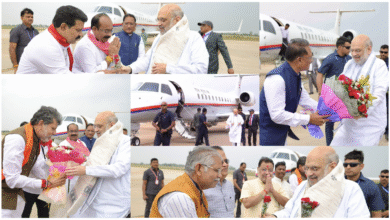रायपुर दौरे पर पहुंचे केंद्रीय गृहमंत्री अमित शाह, नेशनल फॉरेंसिक साइंस यूनिवर्सिटी का किया भूमिपूजन