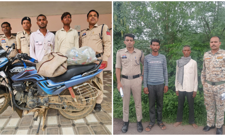 पुलिस की दोहरी कार्रवाई: गांजा बेचने पहुंचे बाप-बेटे और अवैध शराब के साथ दो युवक रंगेहाथ गिरफ्तार